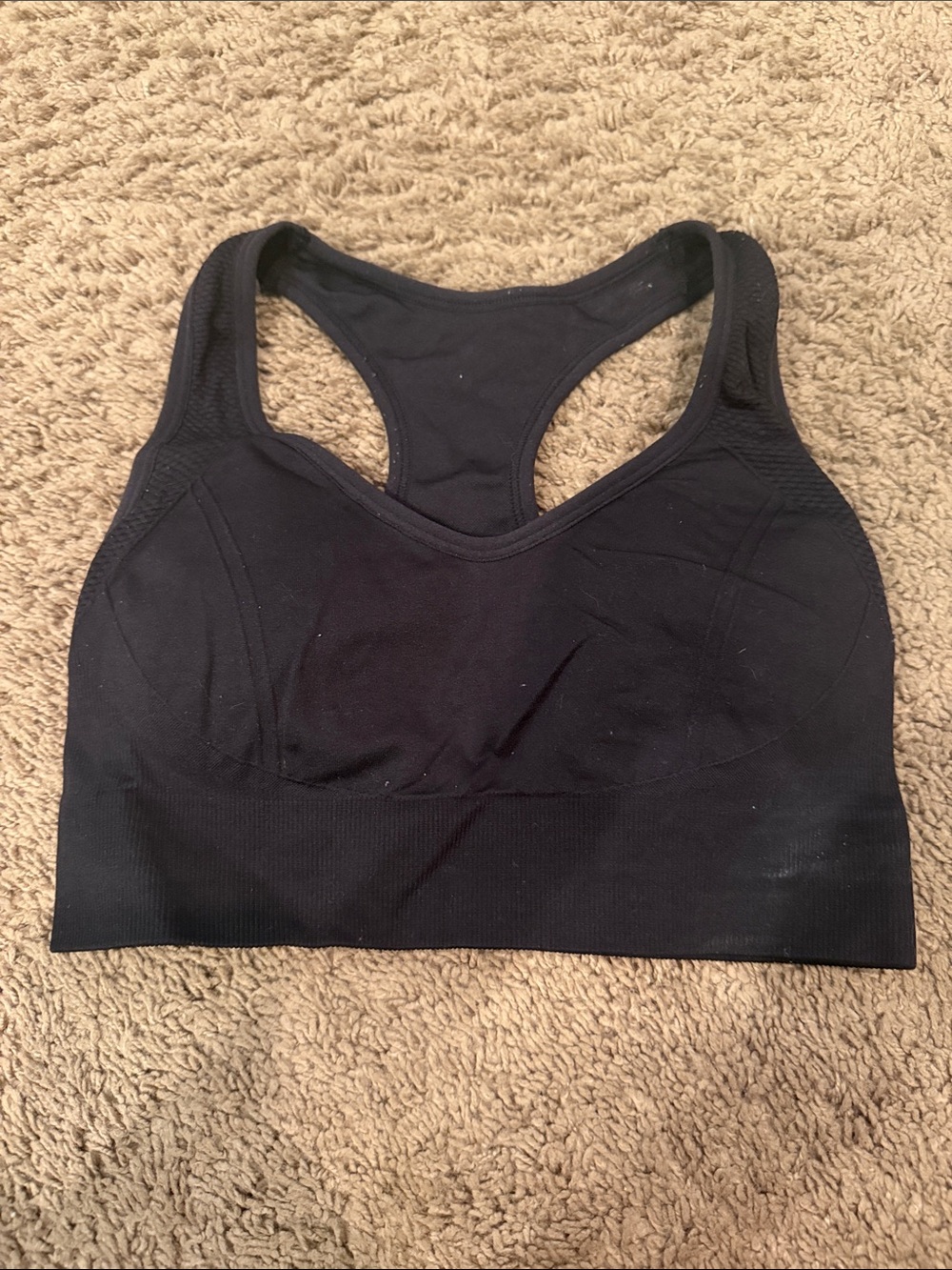 Black Seamless Razor Back Sports Bra-S